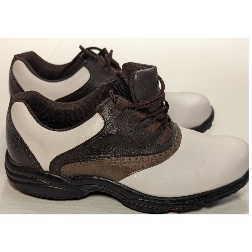 FootJoy Flexzone Golf Shoes 45402 White/Brown Leather Men's Size 9.5 M